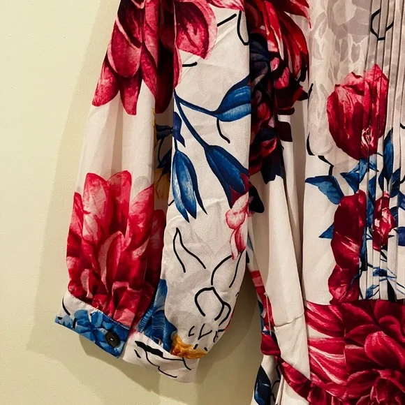 Wayward Fancies Bracelet Sleeve Floral Print Crepe Dress M - Picture 3 of 8
